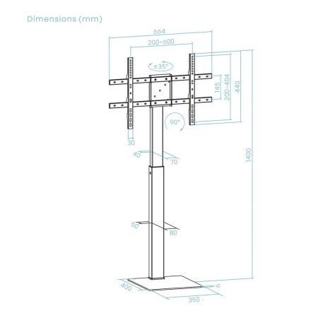 Soporte de suelo tooq para pantalla tv 37 pulgadas - 70 pulgadas fs2286m - b