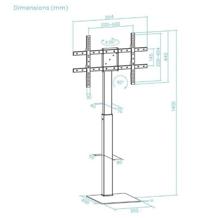 Soporte de suelo tooq para pantalla tv 37 pulgadas - 70 pulgadas fs2286m - b