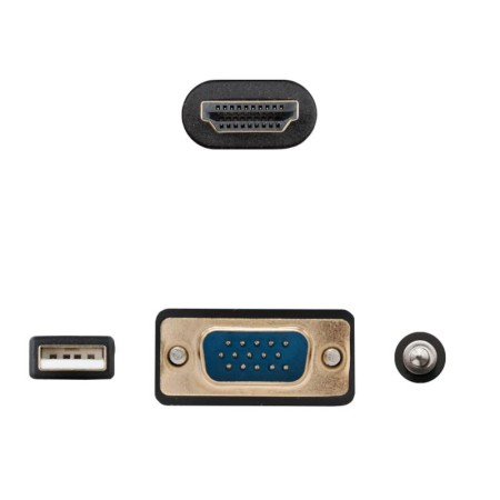 Cable Conversor Nanocable 10.15.4612/ HDMI Macho - VGA Macho/ Jack 3.5 Macho/ USB Macho/ 1.8m/ Negro