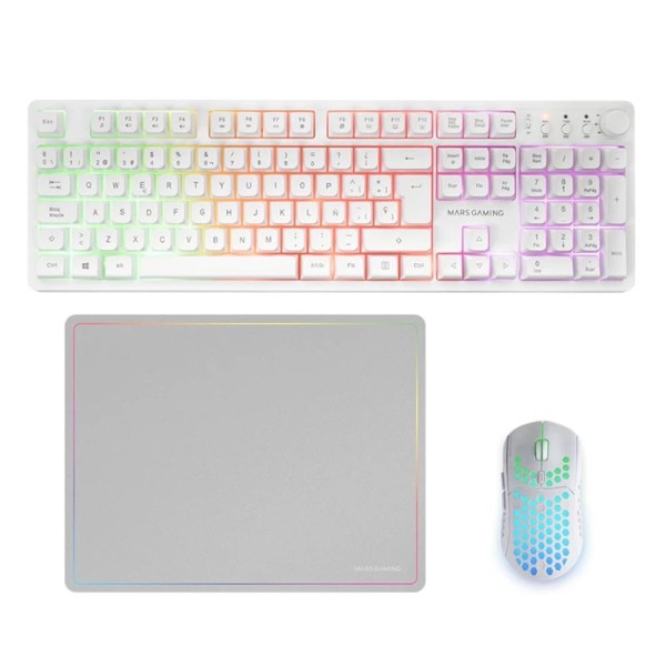 Teclado  raton mars gaming mcpwxwes rgb blanco