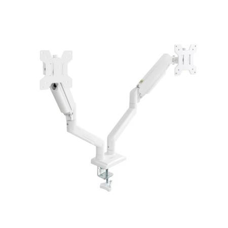 Soporte mesa tooq hasta 34 pulgadas vesa 100 x 100 max 10kg brazo doble blanco