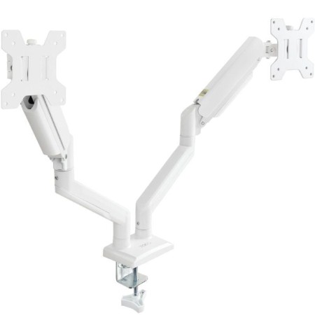 Soporte mesa tooq hasta 34 pulgadas vesa 100 x 100 max 10kg brazo doble blanco