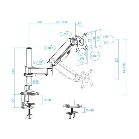 Soporte mesa tooq vesa hasta 32 pulgadas 100x100mm max 9kg
