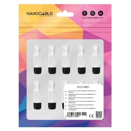 Conector rj45 nanocable utp cat.6a auto - crimpable (10 ud)