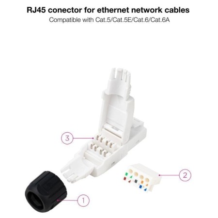 Conector rj45 nanocable utp cat.6a auto - crimpable (10 ud)