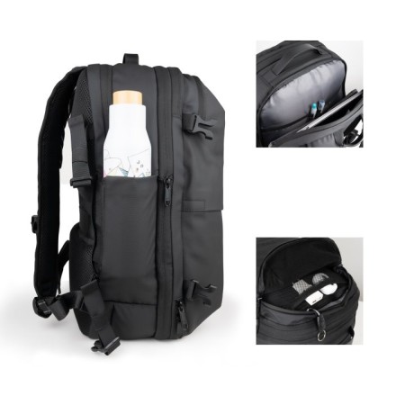 Mochila tooq tqbp - v101 - bk para portatil 17 pulgadas negra + comprension vacio y bomba aire 30 - 55l