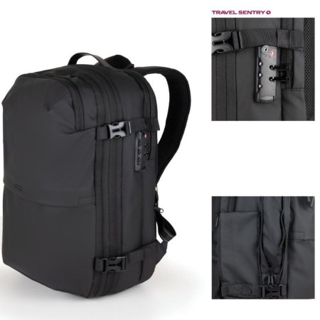 Mochila tooq tqbp - v101 - bk para portatil 17 pulgadas negra + comprension vacio y bomba aire 30 - 55l