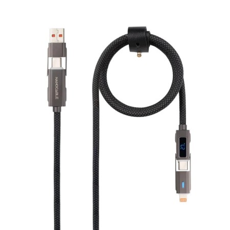 Cable USB 2.0 Tipo-C Nanocable 10.01.2501/ USB Tipo-C Macho + USB Macho - USB Tipo-C Macho + Lightning Macho/ Hasta 27W/ 480Mbps
