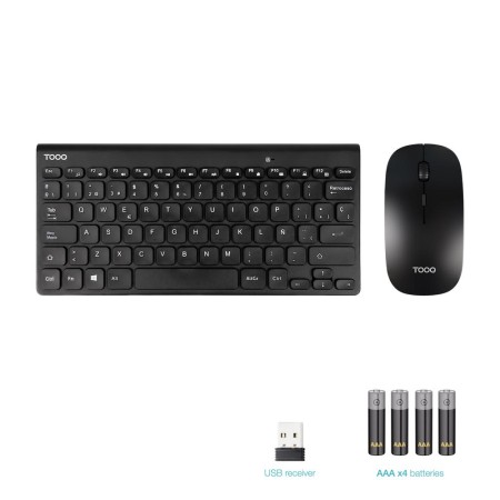Teclado + raton tooq tqkmw - 3101 - b rf inalambrico negro compacto