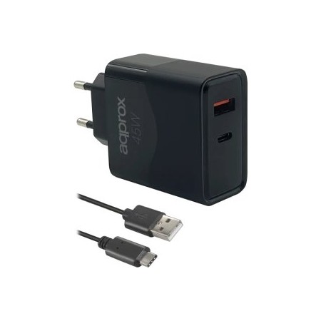 APPROX CARGADOR 45W QC 1 X USB A+ 1 X USB C+CABLE