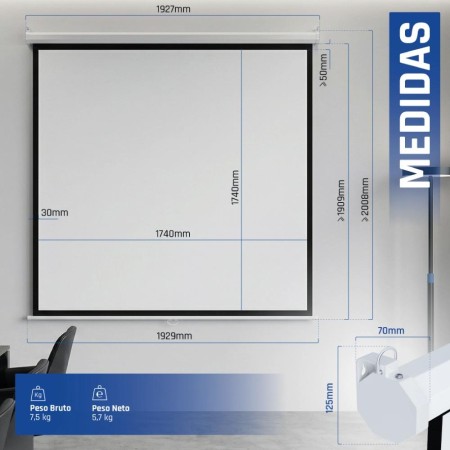 iggual Pantalla manual 1:1 100″ 180x180 cm