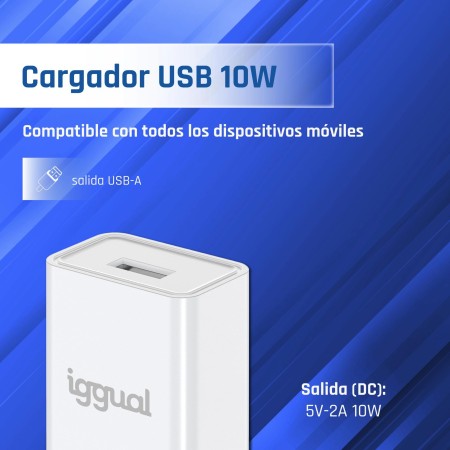 iggual Cargador de pared 1xUSB-A 5V/2A (10W)