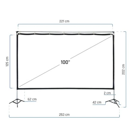 iggual Pantalla exterior portable 100″ 221x124 cm
