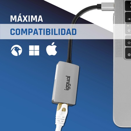 iggual Adaptador tipo C a RJ45 Gigabit 1000Mbps