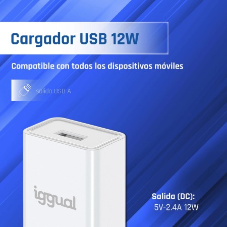 iggual Cargador de pared 1xUSB-A 5V/2.4A (12W)