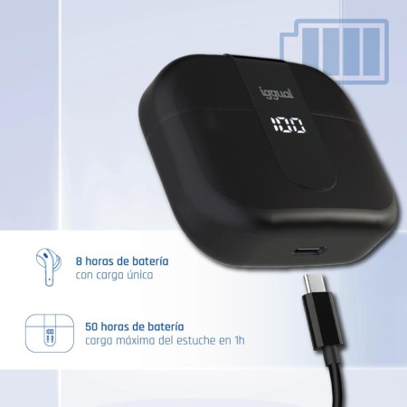 iggual Auriculares inalámbricos TWS Bluetooth negr