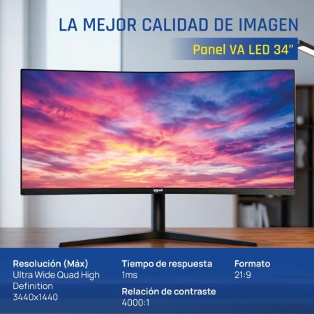 iggual Monitor 34″ UWQHD 1ms 2DP 2HDMI MM AA Curvo
