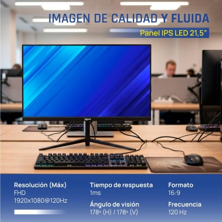 iggual Monitor 21,5″ IPS 1ms FHD 120Hz VGA HDMI DP