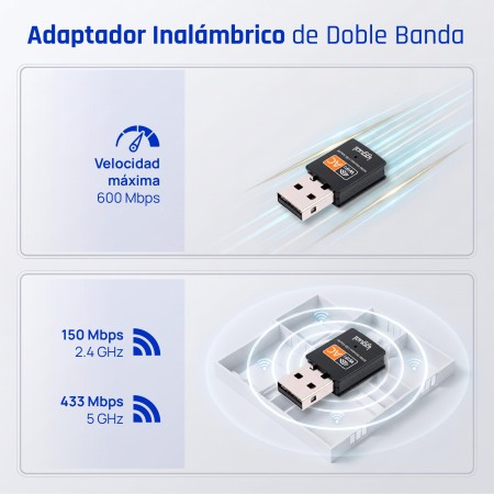 iggual Adaptador USB Wifi 600 Mbps dual 2.4G/5G