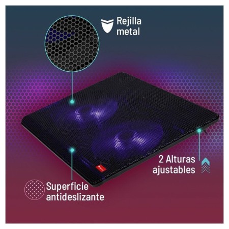 Soporte Refrigerante NGS Cooler Jetstand para Portátiles hasta 15.6″/ Iluminación LED