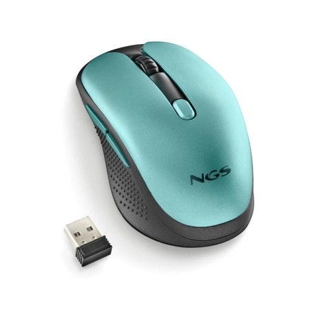 Ratón Inalámbrico NGS Evo Rust/ Batería recargable/ Hasta 1600 DPI/ Verde Agua