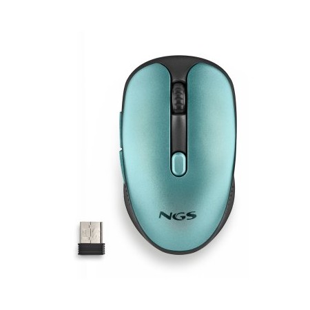 Ratón Inalámbrico NGS Evo Rust/ Batería recargable/ Hasta 1600 DPI/ Verde Agua