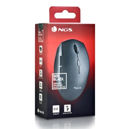 Ratón Inalámbrico NGS Bee Black/ Hasta 1600 DPI