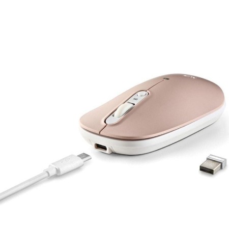 Ratón Inalámbrico NGS Shell-RB/ Batería recargable/ Hasta 1600 DPI/ Azul/ Blanco/ Rosa