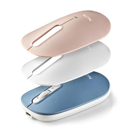 Ratón Inalámbrico NGS Shell-RB/ Batería recargable/ Hasta 1600 DPI/ Azul/ Blanco/ Rosa