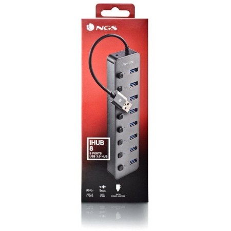 Hub USB NGS IHUB8 / 8xUSB 3.0/ Gris