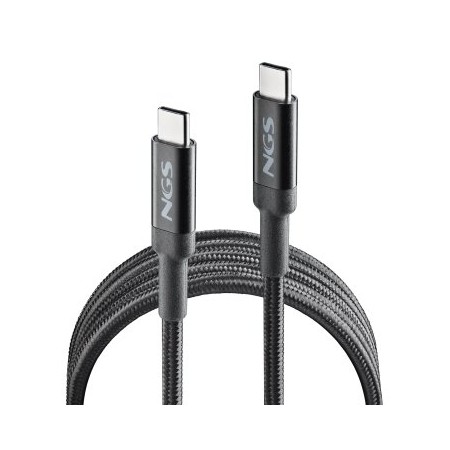 Cable USB 2.0 Tipo-C NGS KNOT/ USB Tipo-C Macho - USB Tipo-C Macho/ Hasta 65W/ 480Mbps/ 2m/ Negro