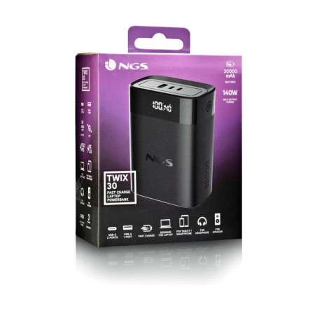 Powerbank 30000mAh NGS TWIX30/ 140W/ Compatible con Portátiles/ Negra