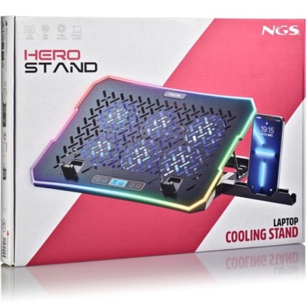 Soporte Refrigerante NGS Hero Stand para Portátiles hasta 15.6″/ Iluminación LED