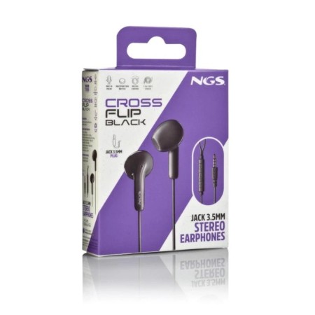 Auriculares Intrauditivos NGS Cross Flip/ con Micrófono/ Jack 3.5/ Negros