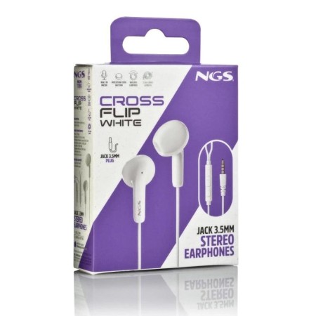 Auriculares Intrauditivos NGS Cross Flip/ con Micrófono/ Jack 3.5/ Blancos