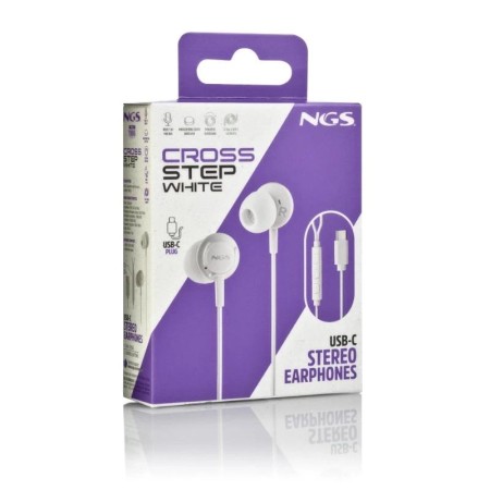Auriculares Intrauditivos NGS Cross Step/ con Micrófono/ USB Tipo-C/ Blancos