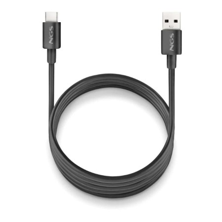 Cable USB 2.0 NGS ZYRO-AC/ USB Macho - USB Tipo-C Macho/ Hasta 15W/ 480Mbps/ 1m/ Negro