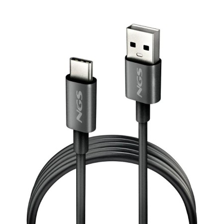 Cable USB 2.0 NGS ZYRO-AC/ USB Macho - USB Tipo-C Macho/ Hasta 15W/ 480Mbps/ 1m/ Negro