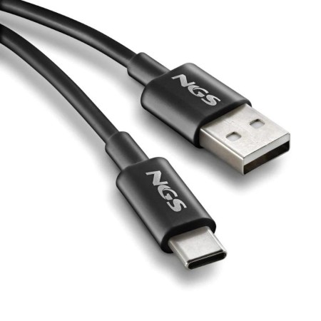 Cable USB 2.0 NGS ZYRO-AC/ USB Macho - USB Tipo-C Macho/ Hasta 15W/ 480Mbps/ 1m/ Negro