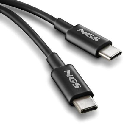 Cable USB 2.0 Tipo-C NGS ZYRO 60W-1/ USB Tipo-C Macho - USB Tipo-C Macho/ Hasta 60W/ 480Mbps/ 1m/ Negro