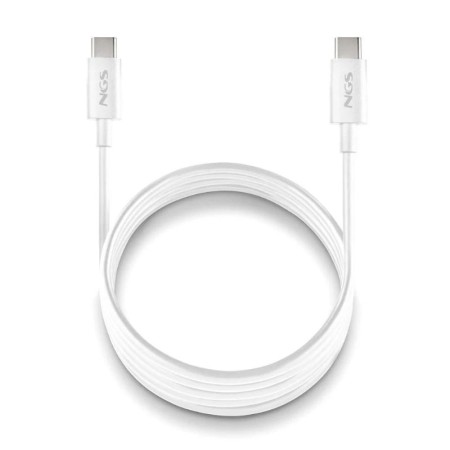 Cable USB 2.0 Tipo-C NGS ZYRO 60W-1/ USB Tipo-C Macho - USB Tipo-C Macho/ Hasta 60W/ 480Mbps/ 1m/ Blanco