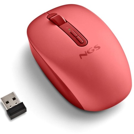 Ratón Ergonómico Inalámbrico NGS Fog Dual FOGDUALRED Silencioso/ Hasta 1600 DPI/ Rojo