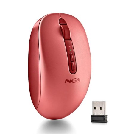 Ratón Ergonómico Inalámbrico NGS Fog Dual FOGDUALRED Silencioso/ Hasta 1600 DPI/ Rojo