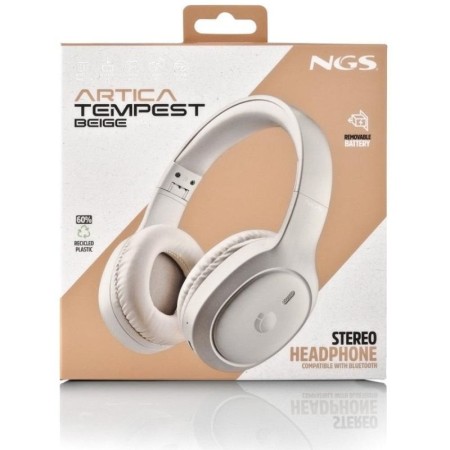 Auriculares Inalámbricos NGS Artica Tempest/ con Micrófono/ Bluetooth/ Beige