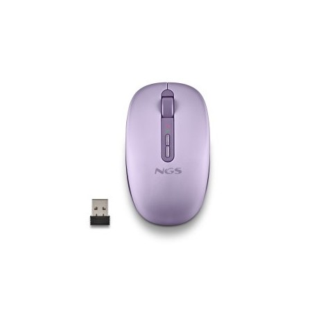 Ratón Ergonómico Inalámbrico NGS Fog Dual FOGDUALPURPLE Silencioso/ Hasta 1600 DPI/ Púrpura