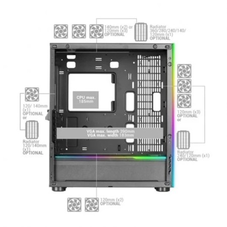 Caja ordenador mars gaming mcultra xxl premium negro e - atx 1 x usb 3.0 2 x usb 2.0 argb