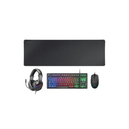 Pack Gaming Mars Gaming MCP-RGB3/ Teclado RGB + Ratón Óptico + Alfombrilla XXL + Auriculares