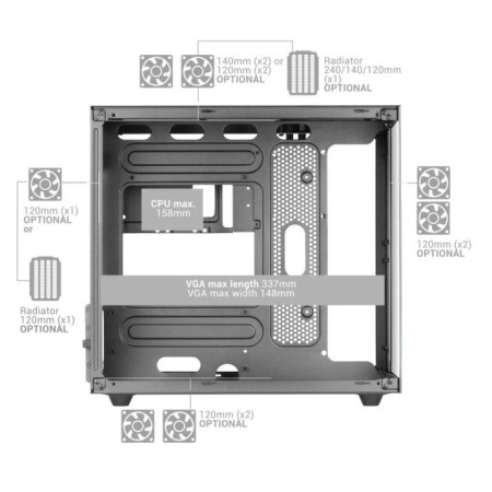 Caja ordenador mars gaming mcnovam matx cristal templado negra