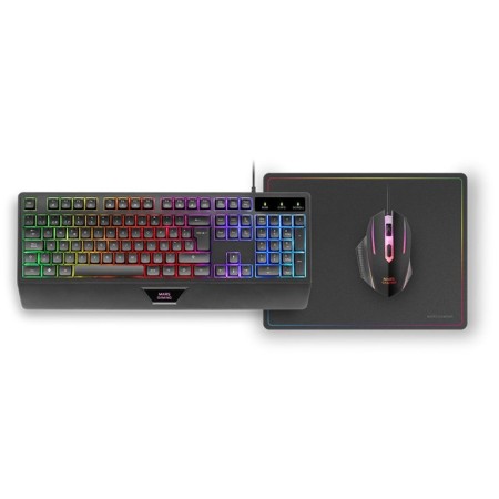 Pack Gaming Mars Gaming MCP124/ Teclado H-MECH + Ratón Óptico + Alfombrilla/ Negro