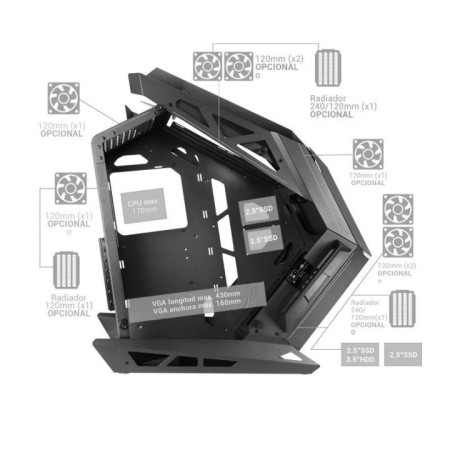 Caja ordenador mars gaming mctitan atx argb cristal templado negra